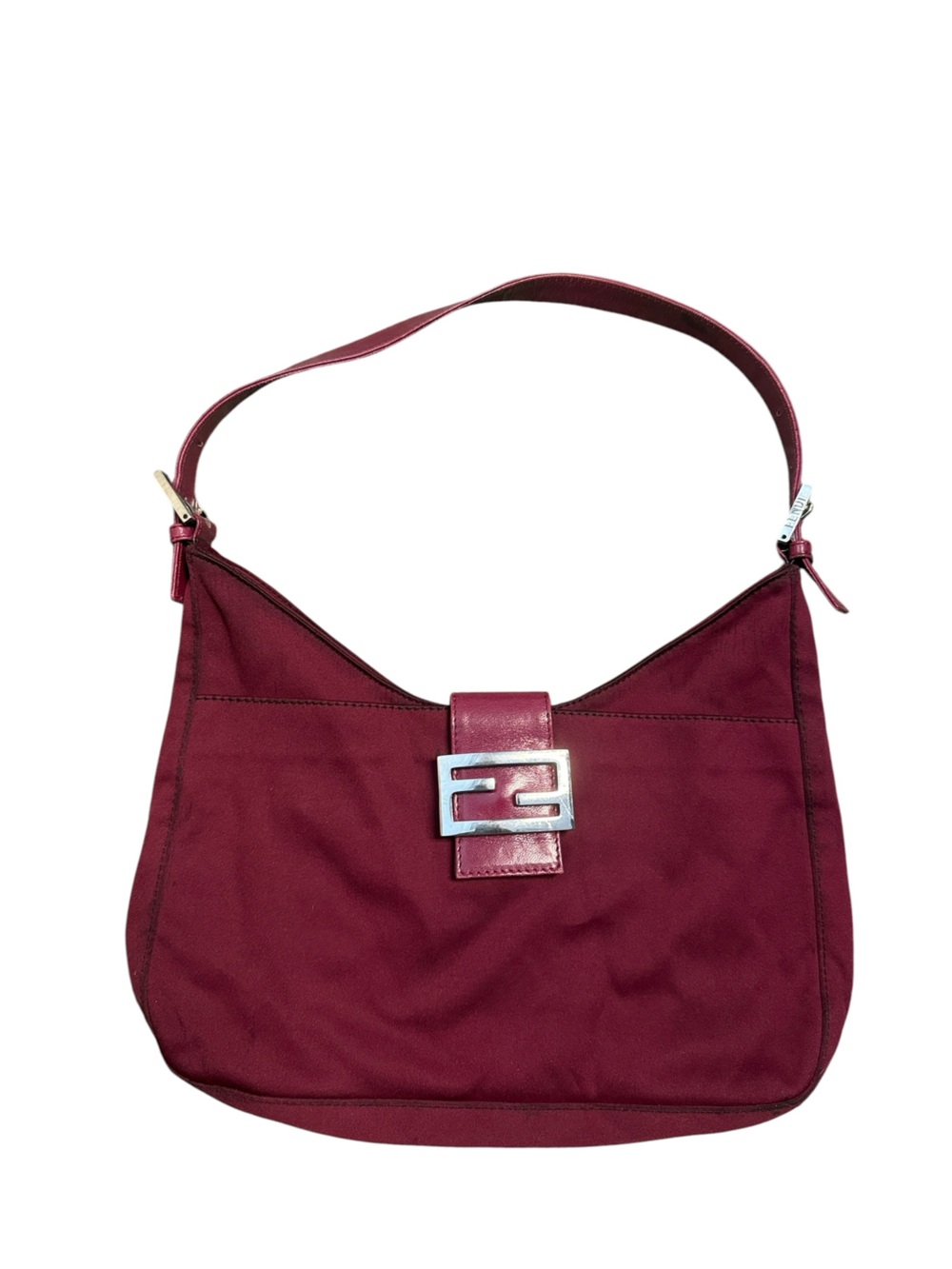 Vintage Fendi FF Neoprene Mamma Baguette Fuchsia Pink Leather Trim Shoulder Bag - Picture 3 of 12